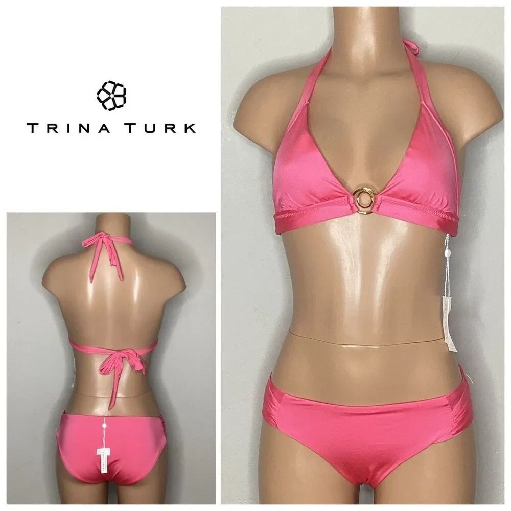 New. Trina Turk pink triangle bikini set. Small. 8/6
